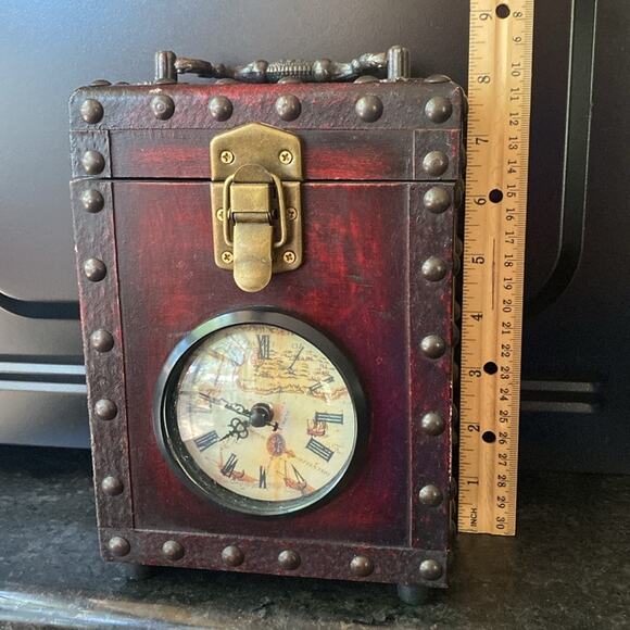 Rockland brown banded time pieces decorative hinged clock box - Picture 2 of 8